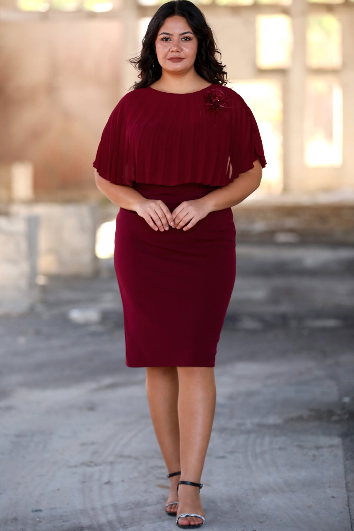 Great sizes short evening dress - NELB0588D5167BRD