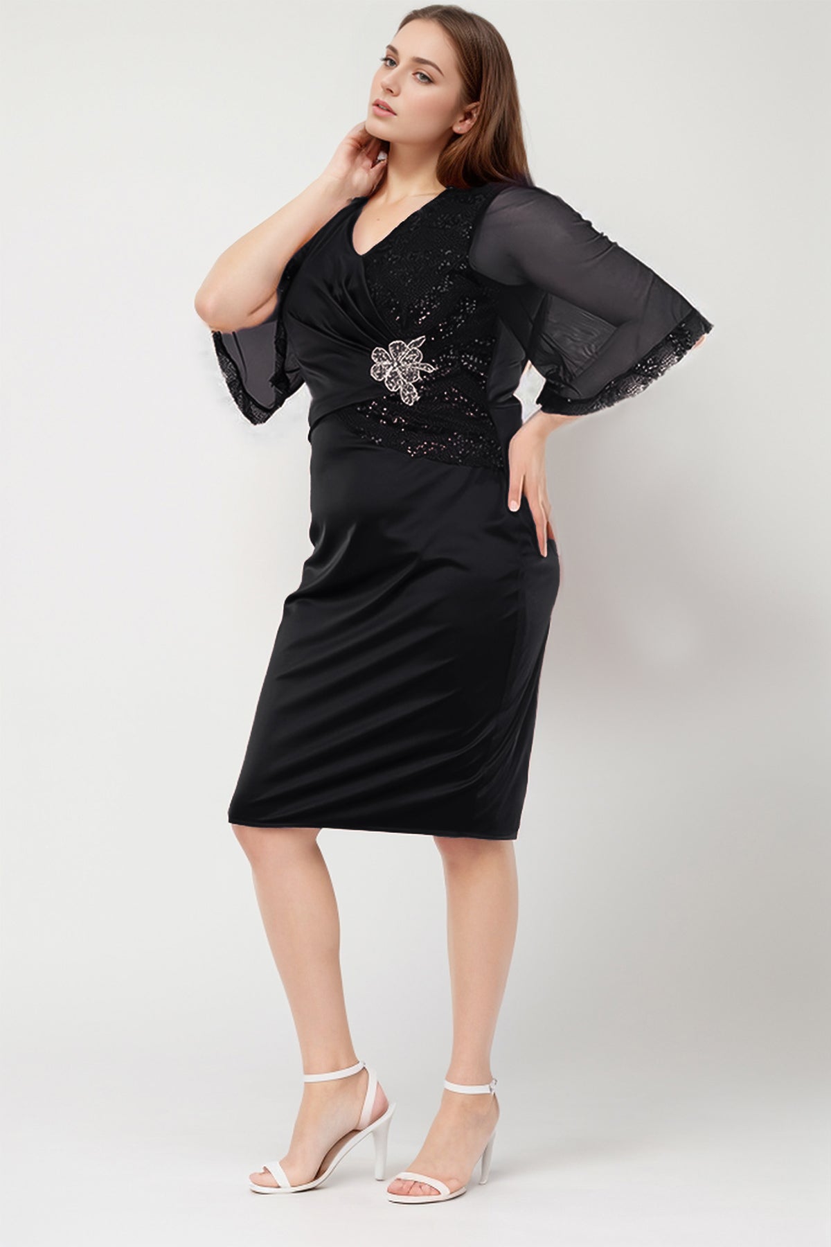 Kurzes Midikleid Sommerkleid Hochzeit für Größen - NYELB0553D9809SYH