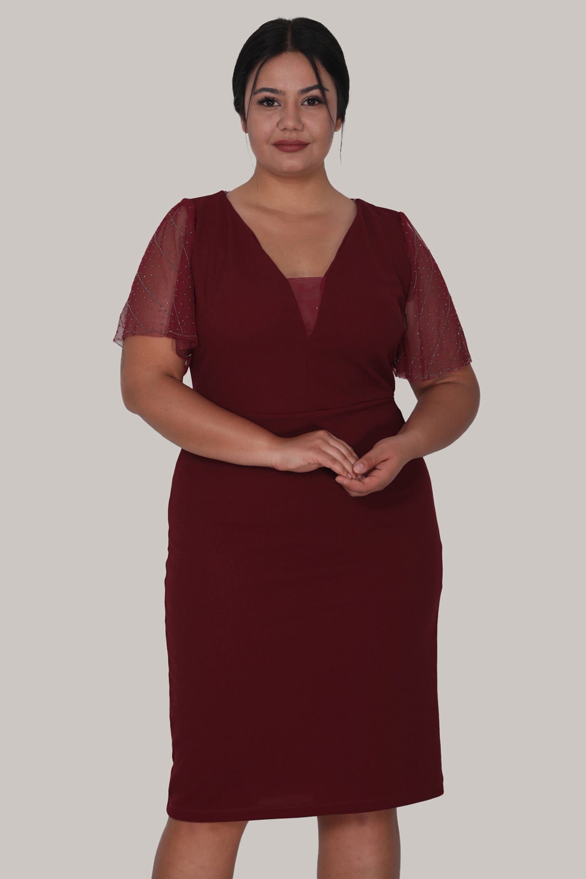 Dames midi-jurk zomerjurk voor grote maten - NELB0588D5047BRD