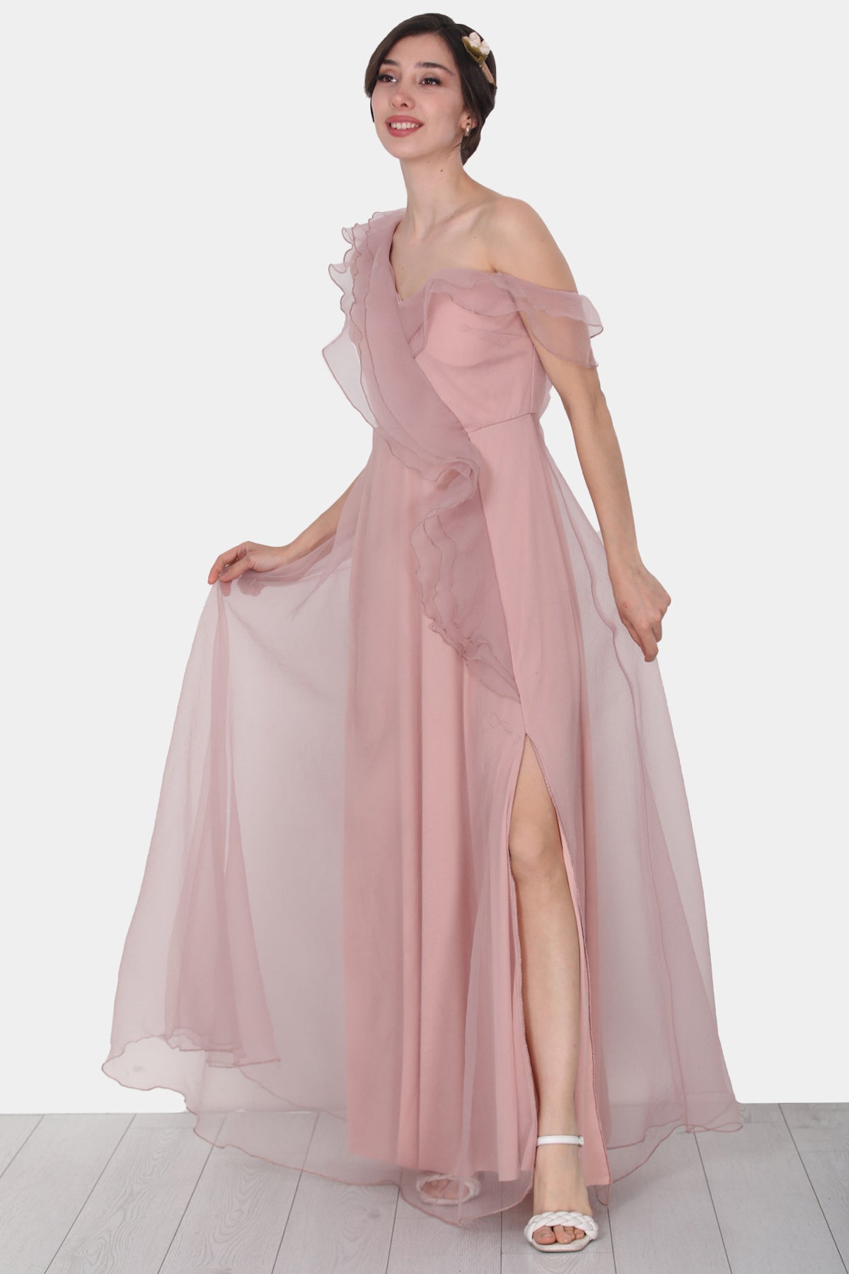 Lange maxi-jurk zomerjurk met voor- NELB0588D5143PDR