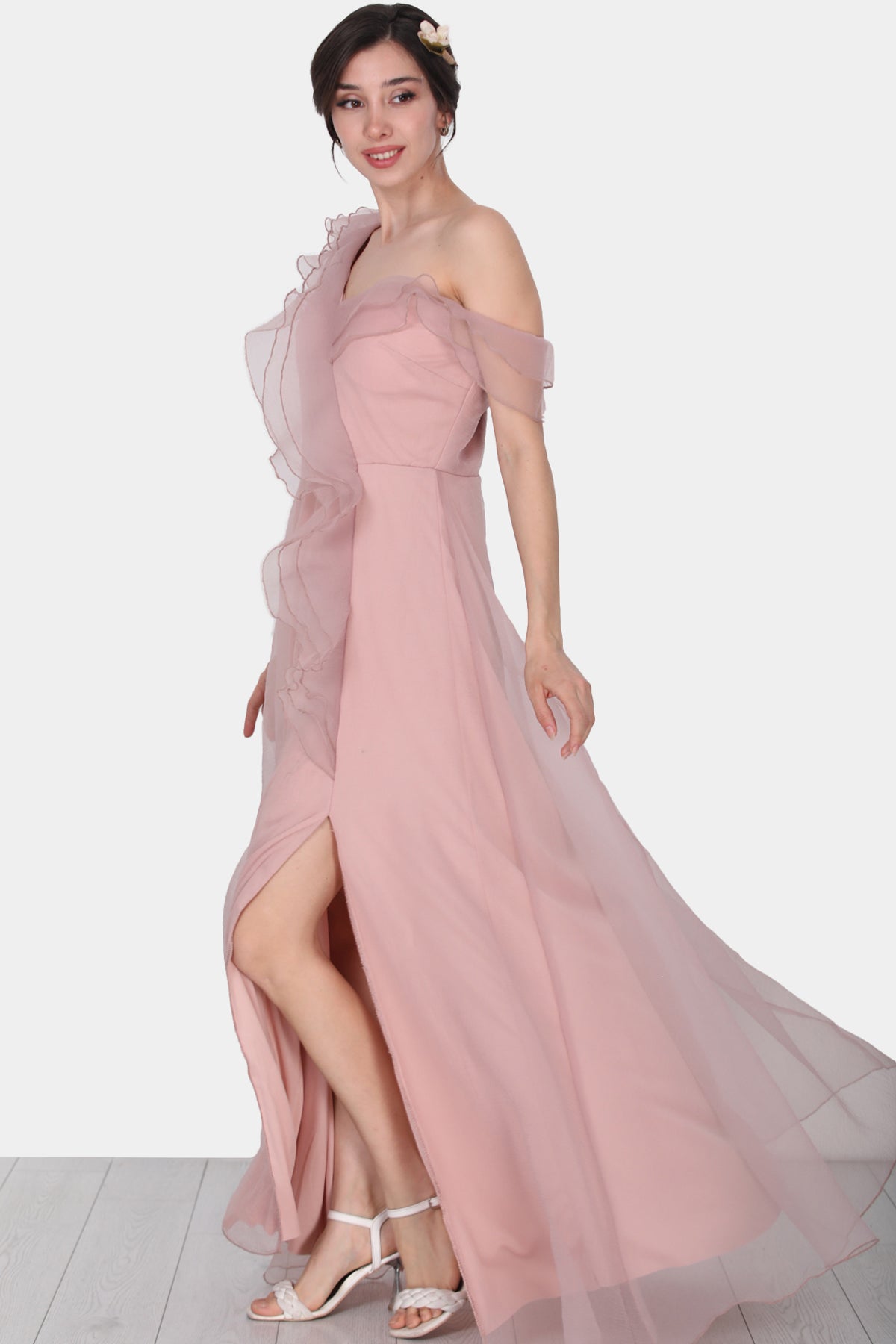 Lange maxi-jurk zomerjurk met voor- NELB0588D5143PDR