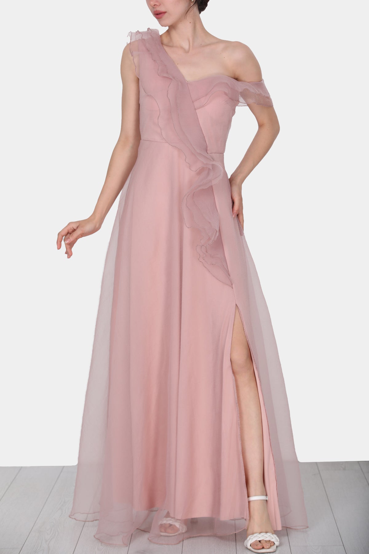 Lange maxi-jurk zomerjurk met voor- NELB0588D5143PDR