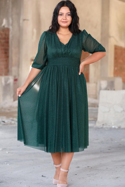 Dames midi-jurk zomerjurk voor grote maten - NELB0553D8848YŞL