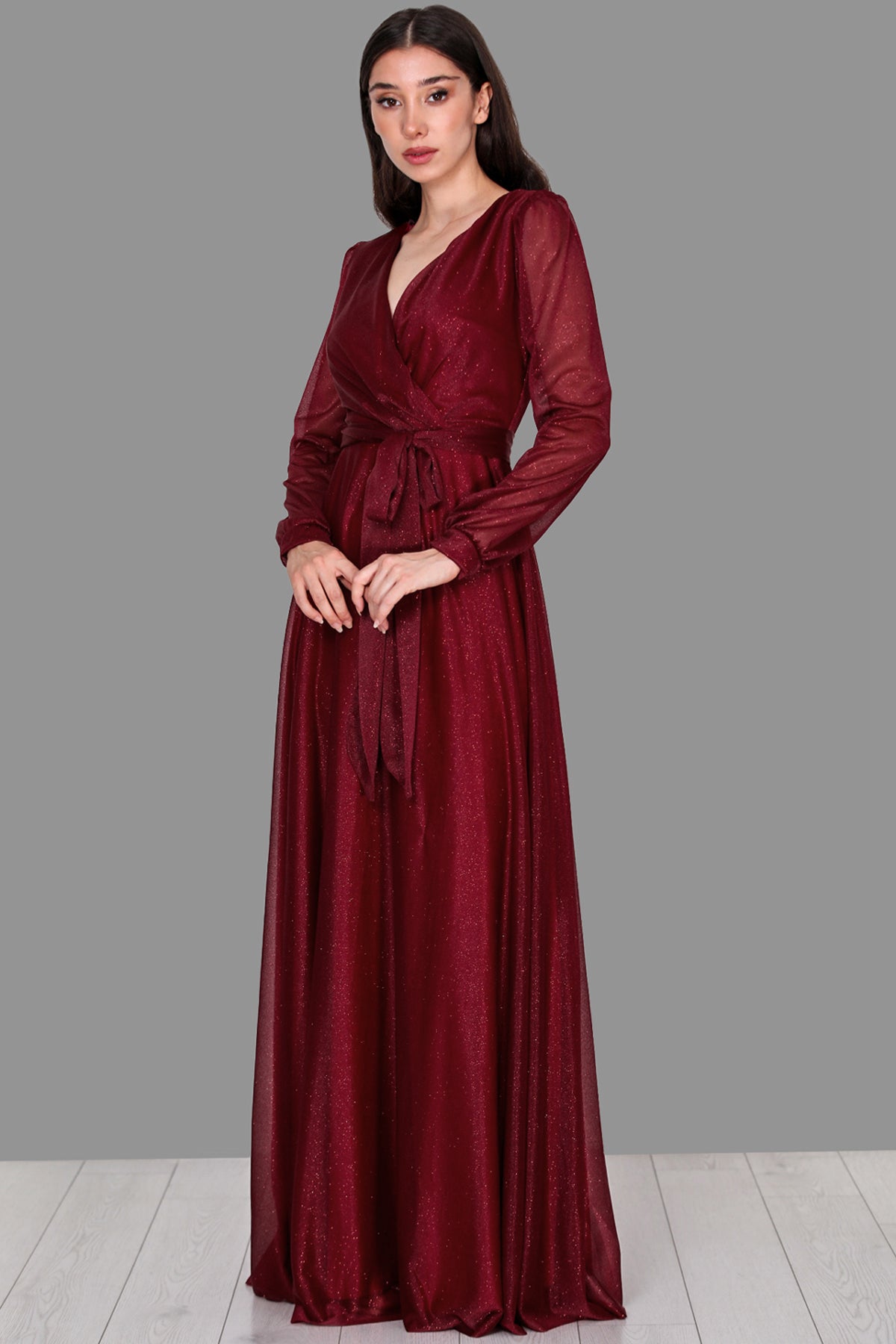 Lange maxi-jurk zomerjurk voor dames met riem - NELB0588D5162BRD