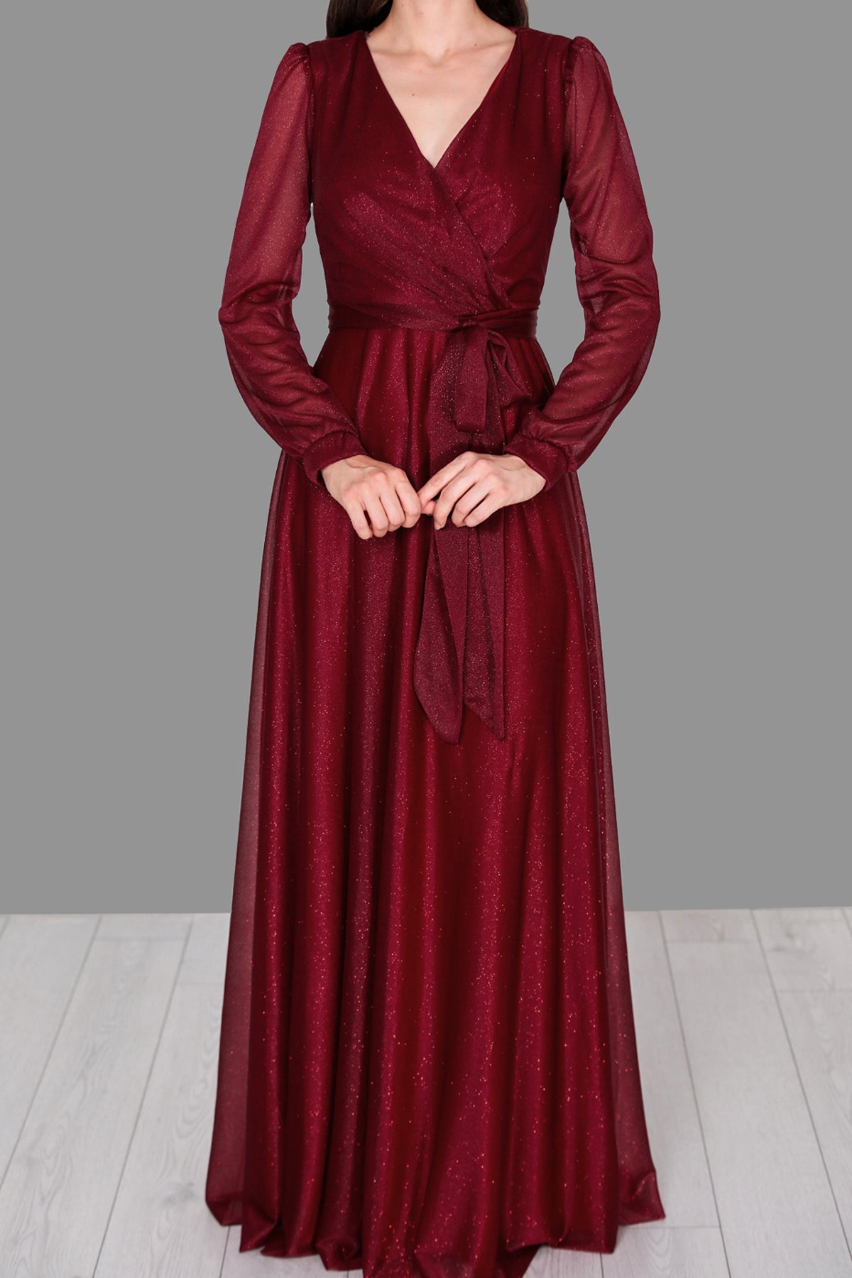 Lange maxi-jurk zomerjurk voor dames met riem - NELB0588D5162BRD