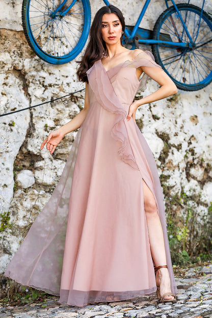 Lange maxi-jurk zomerjurk met voor- NELB0588D5143PDR